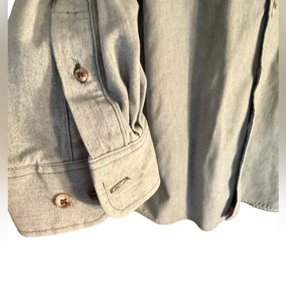 Tyndale EUC Sz L x2 Light Green & Blue Work Shirts Long Sleeve Button-Up (0737)